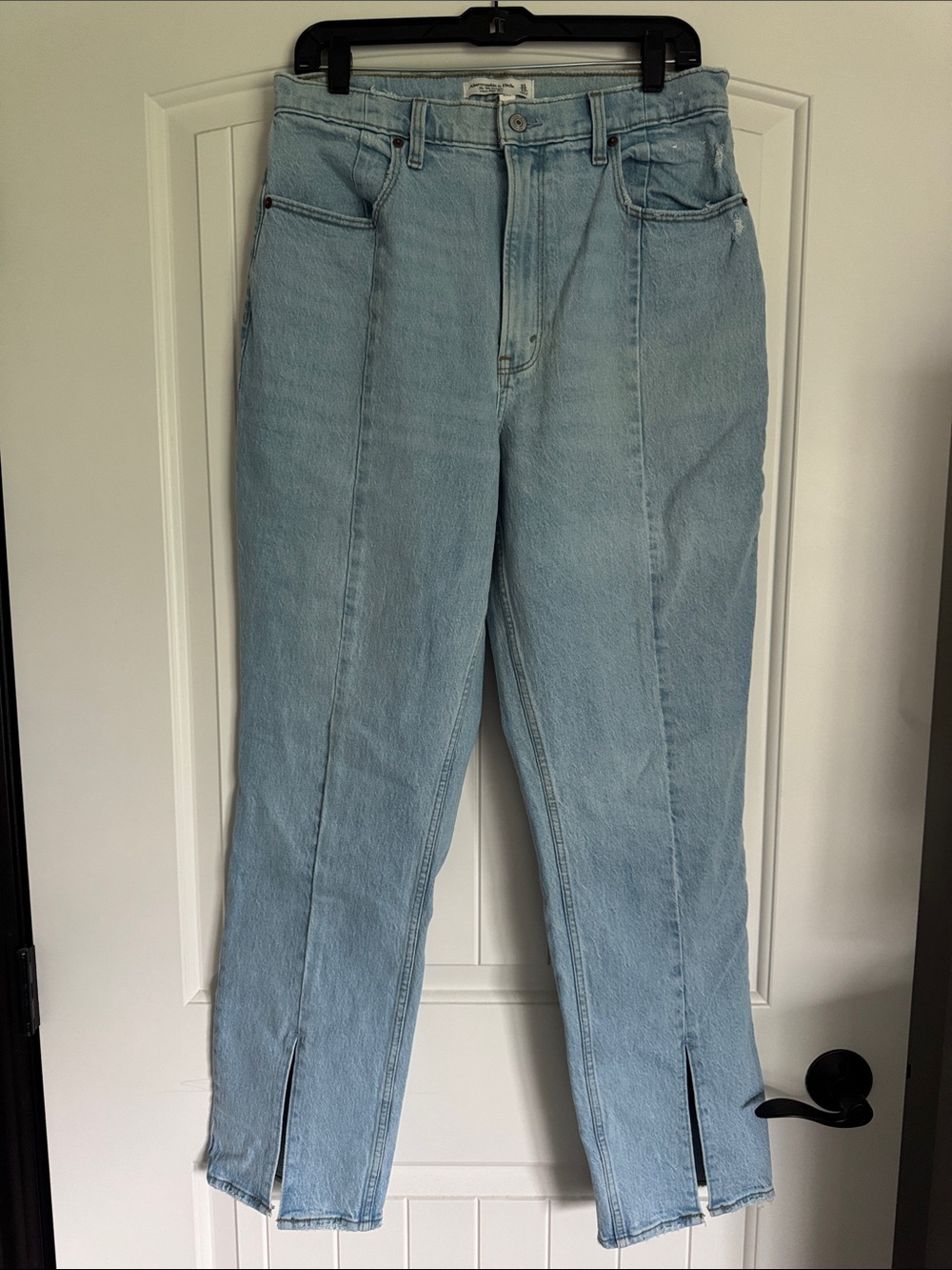 Abercrombie & Fitch Light Blue Straight-Leg Jeans with Front Seams